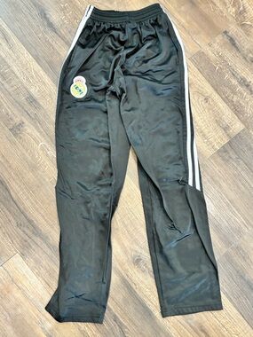 CR7 Real Madrid Black Athletic Track Pants with White Side Stripes